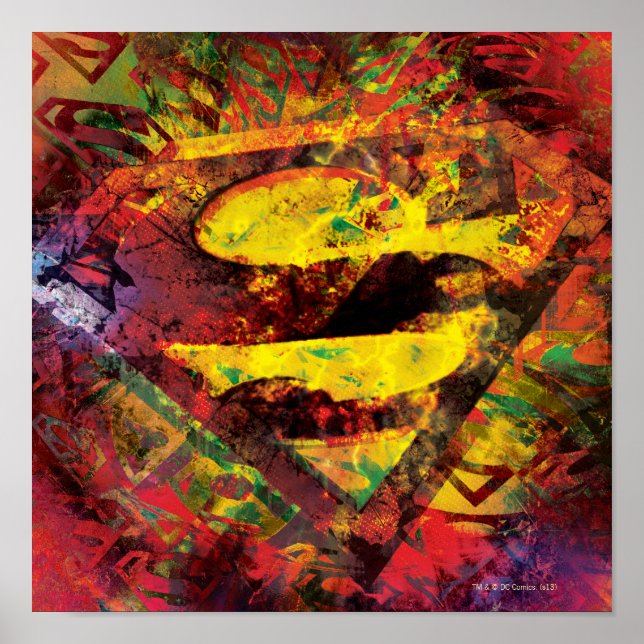 Pôster Superman S-Shield | Logotipo Grunge (Frente)