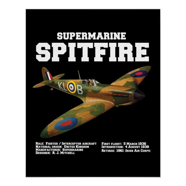 Pôster Supermarine Spitfire | WW2 Plane (Frente)