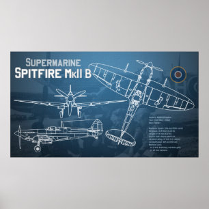 Poster Supermarinho Spitfire MK II Blueprint