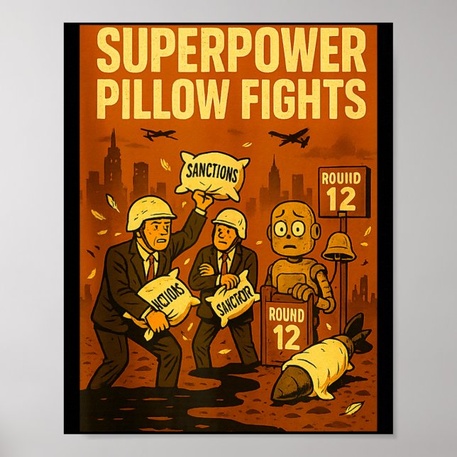 Poster Superwer Llow Fights Funny Geolitical Satire Gift  (Frente)