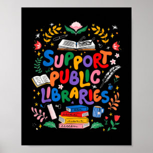 Poster Suportar Bibliotecas Públicas Bookworm Leitura Liv