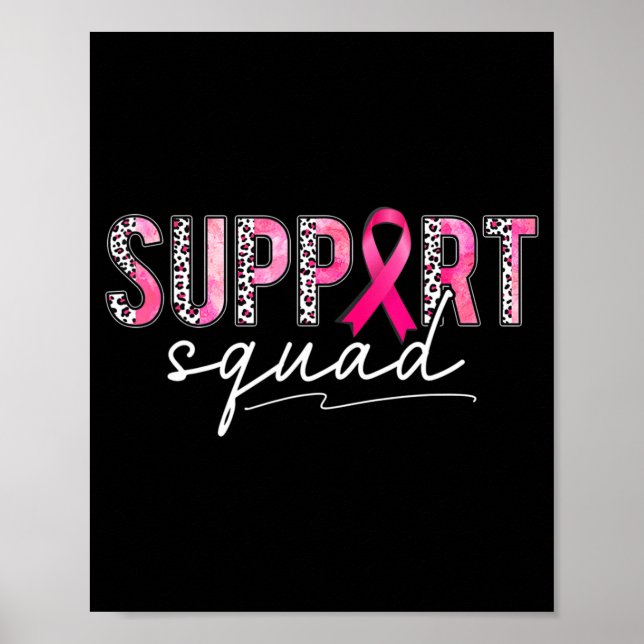 Poster Suportar Cancer De Fita-Leopardo Rosa-Quadrado (Frente)