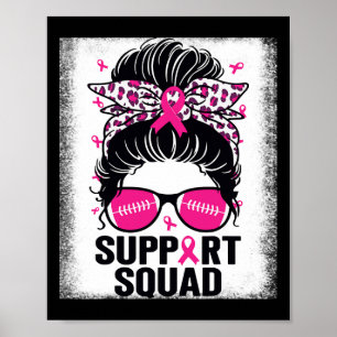 Poster Suportar Cancer de Mama Cor-de-Rosa com Pedra Quad