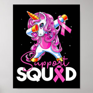 Poster Suportar Unicórnio Rosa de Consciência do Cancer d