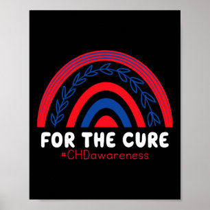 Poster Suporte à CHD Vermelho e Azul Coração Arco-íris Do