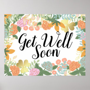 Poster Suporte a primavera Rosa Bloom Clover em breve