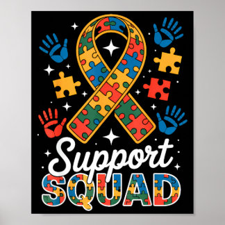 Poster Suporte ao autismo esquadrão puzzle ribbon conscie
