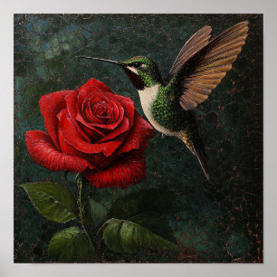 Poster Suporte de Parede Floral Rosa Ousada Design de Int