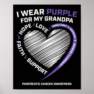 Poster Suporte Eu Visto Câncer de pâncreas Roxo Vovô