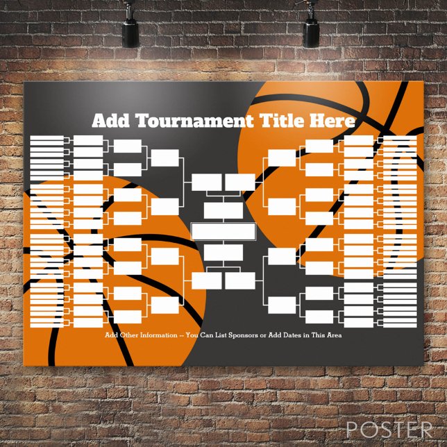 Poster Suporte para torneio de basquete - 64 equipes (Custom Tournament Bracket)