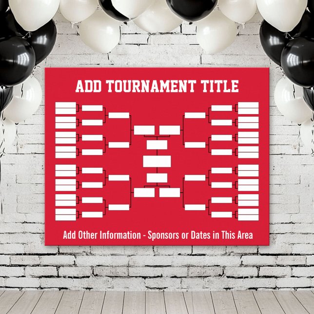Poster Suporte para torneio desportivo - 32 equipes do Re (Custom Tournament Bracket Poster)