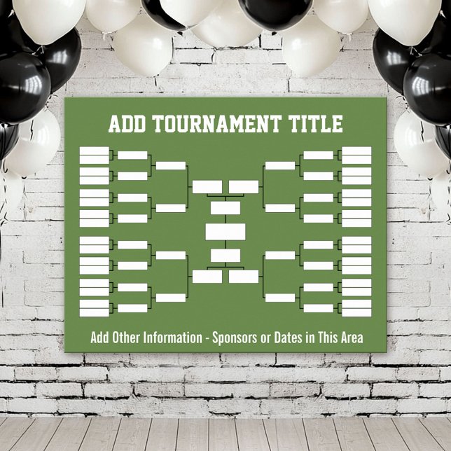 Poster Suporte para torneio desportivo - 32 equipes verde (Custom Tournament Bracket Poster)