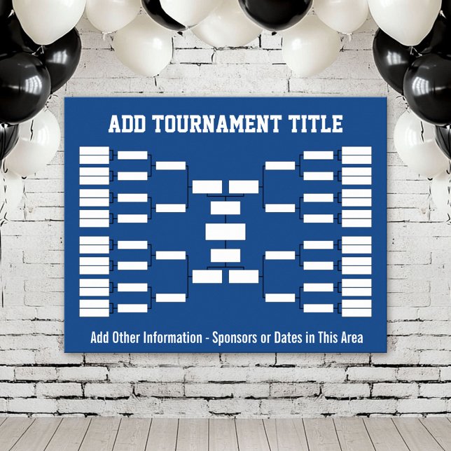 Poster Suporte para torneio desportivo - equipes Blue 32 (Custom Tournament Bracket Poster)