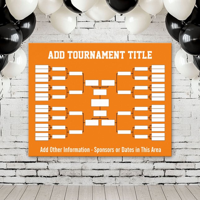 Poster Suporte para Torneio Esportivo - 32 times Orange (Custom Tournament Bracket Poster)
