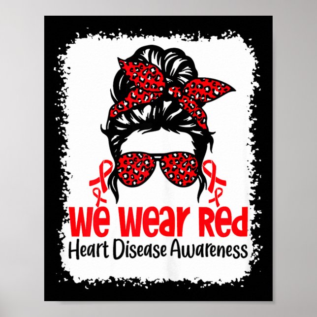 Poster Support Heart Disease Awareness We Wear Red Tee Wo (Frente)