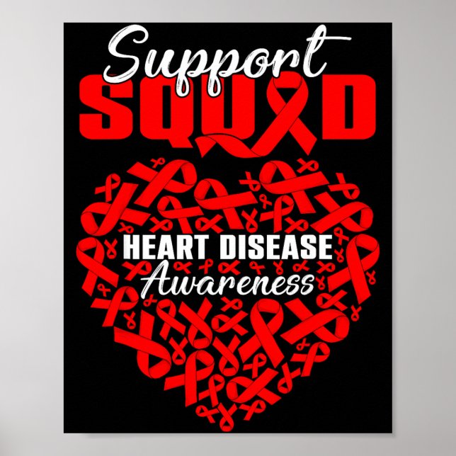 Poster Support Squad Heart Disease Awareness Heart &amp;  (Frente)