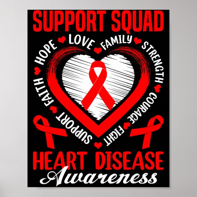 Poster Support Squad Heart Disease Awareness Supporter Re (Frente)