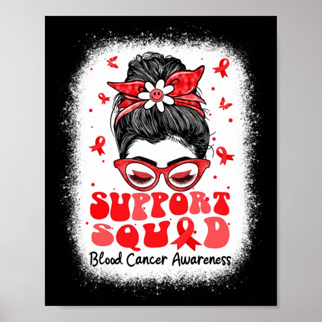 Poster Support Squad Messy Bun Butterfly Red Ribbon Blood (Frente)