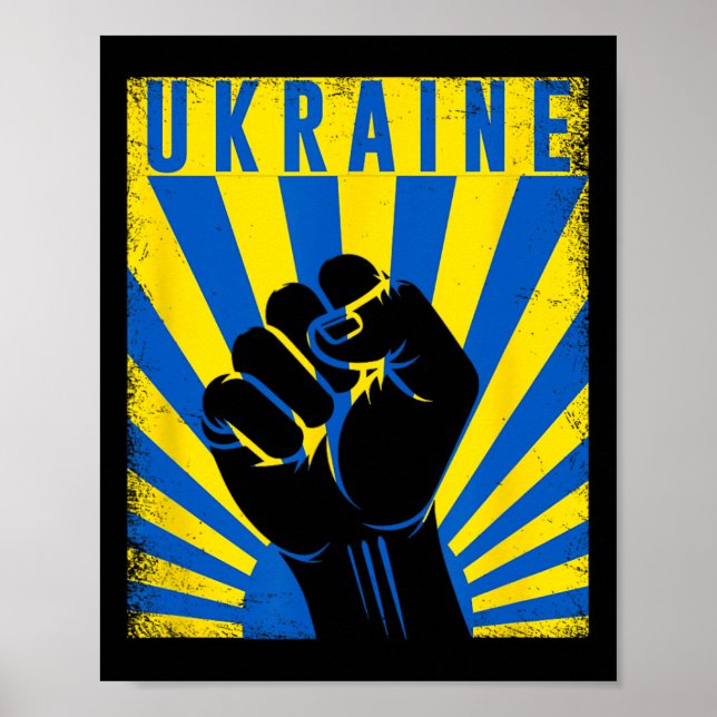 Poster Support Ukraine Hand Fist Ukraine Resist Protest U (Frente)