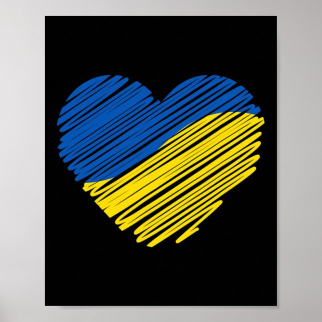 Poster Support Ukraine Heart Ukrainian Flag  (Frente)