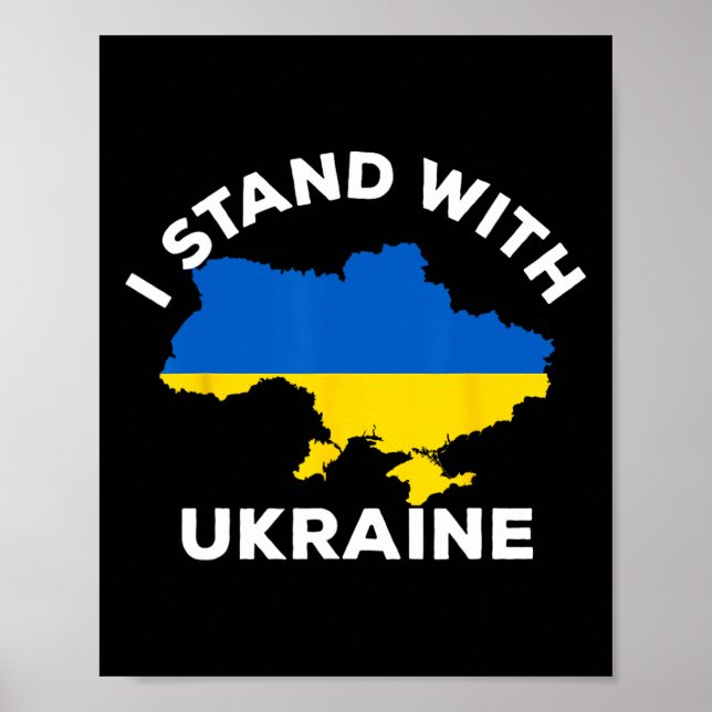 Poster Support Ukraine I Stand With Ukraine Ukrainian Map (Frente)