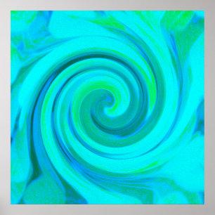 Poster Supressão de Arte Líquida de Abstrato Azul Groovy