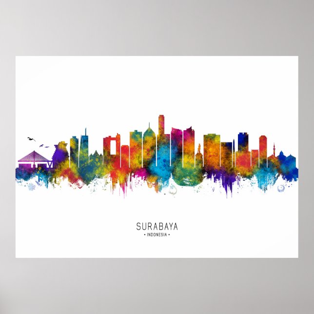 Poster Surabaya Indonesia Skyline (Frente)