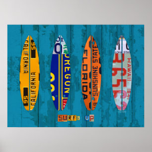 Poster Surf acima da arte da matrícula
