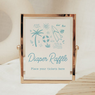 Poster Surf Azul Bebê no Chá de fraldas Conselho Raffle