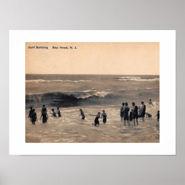 Poster Surf Bathing, Bay Head NJ, Vintage (Frente)