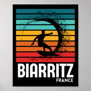 Poster Surf Biarritz França Praia Vintage Retro Surf M