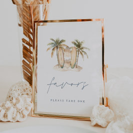 Poster Surf Costeiro Tema Chá de fraldas Favorece Sinal