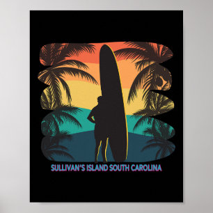 Poster Surf de Árvore Sc Palm da Ilha de Sullivan