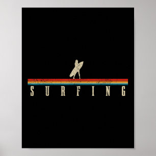 Poster Surf de Praia do Surfer Vintage Retro Surfing Surf
