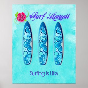 Pôster Surf do Havaí - Surfe é vida