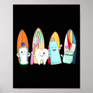 Poster Surf Engraçado Surfboard Beach Summer Dental Hyg