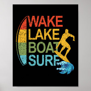 Poster Surf Lake Boat Surf Surfismo Surfboarding Prancha