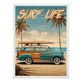 Pôster Surf Live Poster woody station wagon