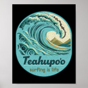 Poster Surf no Teahupoo Polinésia Francesa Taiti Teahupo'