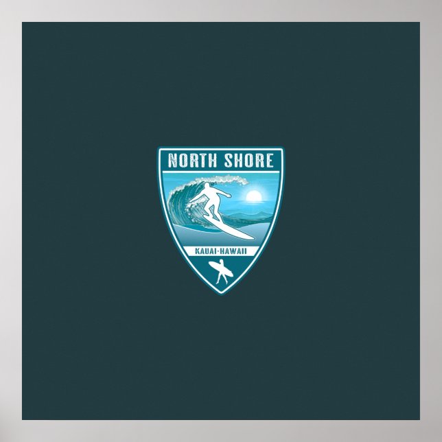 Poster Surf North Shore Kauai Hawaii (Frente)