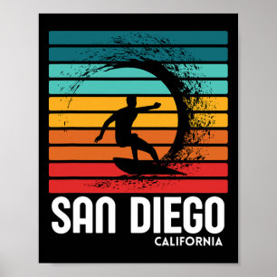 Poster Surf San Diego Califórnia Praia Vintage Retro Surf
