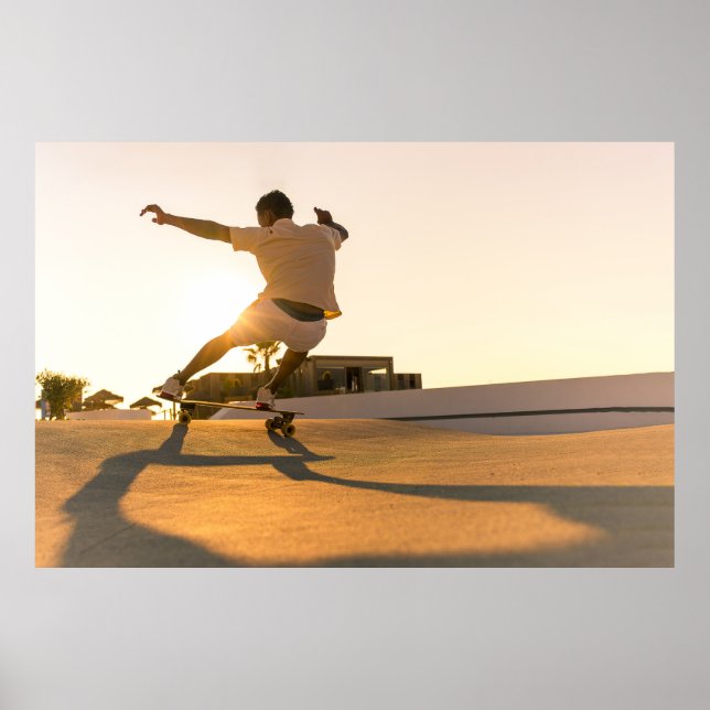 Poster Surf skater treinamento surfar em movimentos (Frente)
