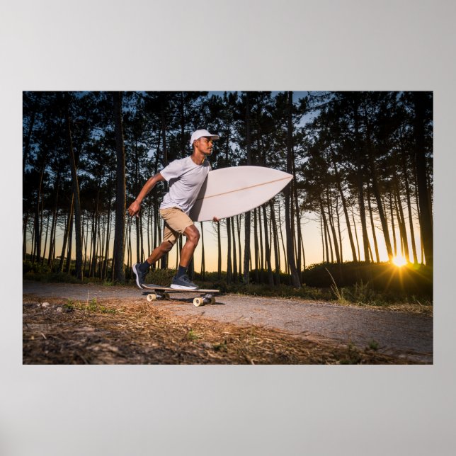 Poster Surf skater treinamento surfar em movimentos (Frente)