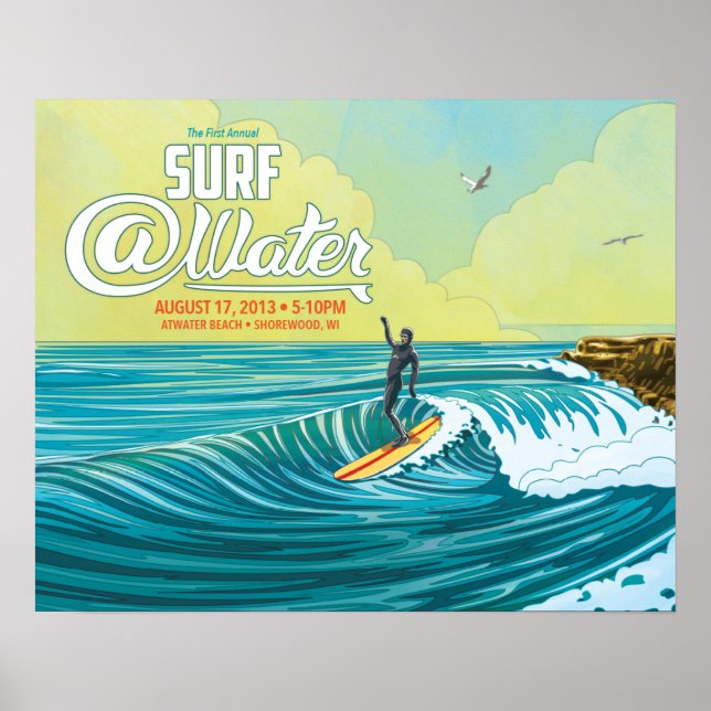 Poster Surf @Water surfer poster- 20" x 16" (Frente)