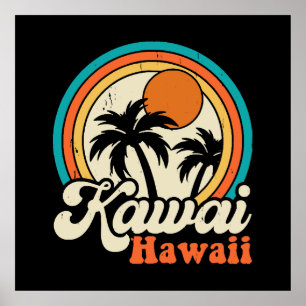 Poster Surfando Kawaii Havaí