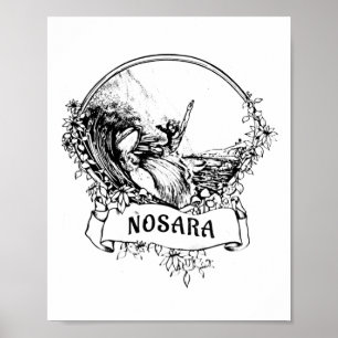 Poster Surfando Nosara, Costa Rica Vintage Retro Throwck
