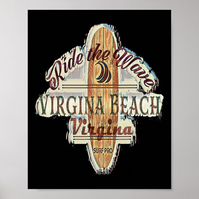 Poster Surfando, Prancha de Surfe, Longboard Distressed V (Frente)