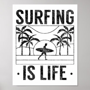 Poster Surfar É Vida Surf Surfista Prancha de Surf Surfis