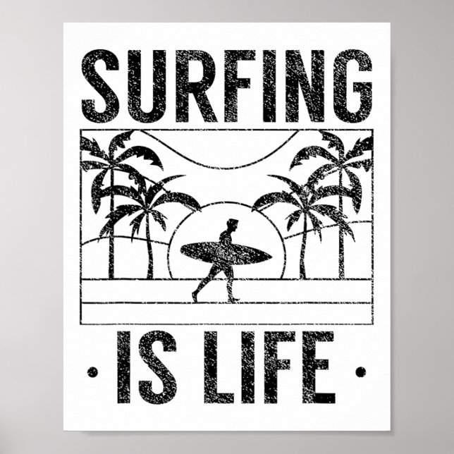 Poster Surfar É Vida Surf Surfista Prancha de Surf Surfis (Frente)
