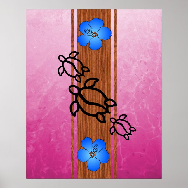 Pôster Surfboard Retro Honu (Frente)